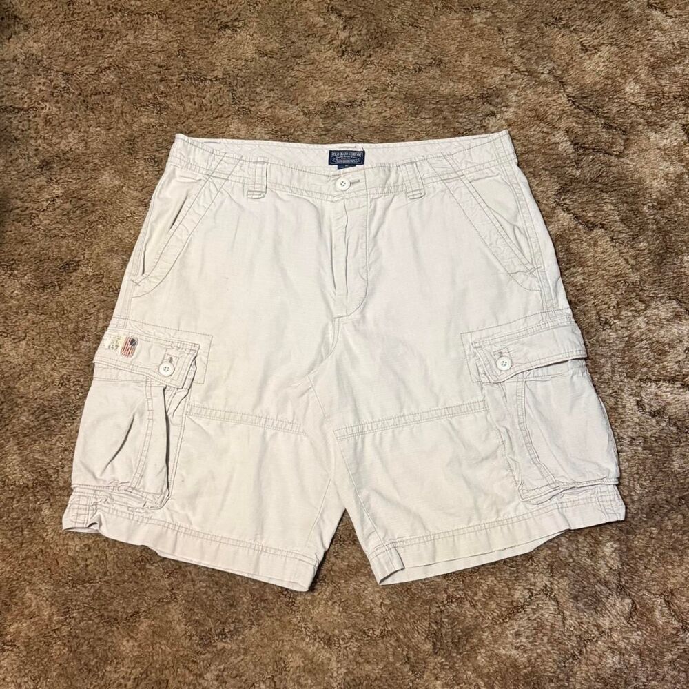 Ralph Lauren Polo Jeans Co Baggy Beige Cargo Shorts Mens 36